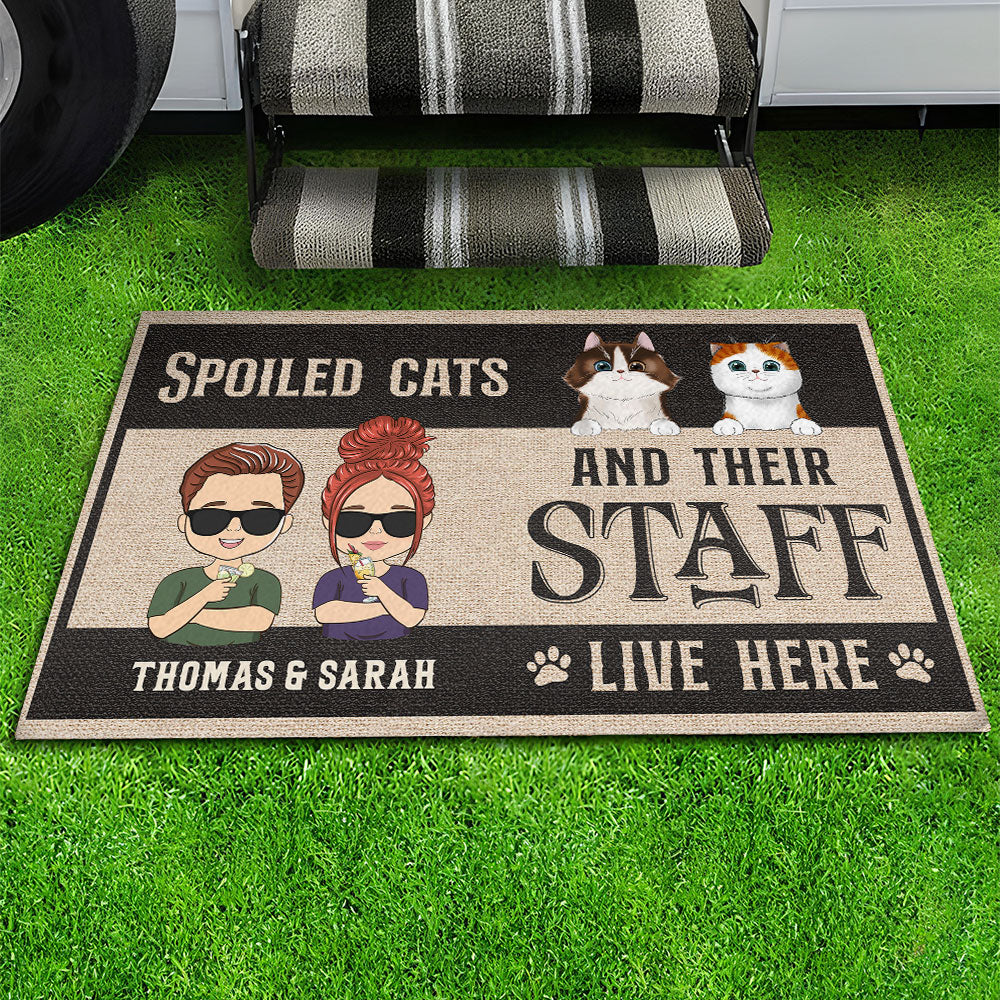 Cat And Staff - Personalized Custom Doormat with Your Cat's Picture