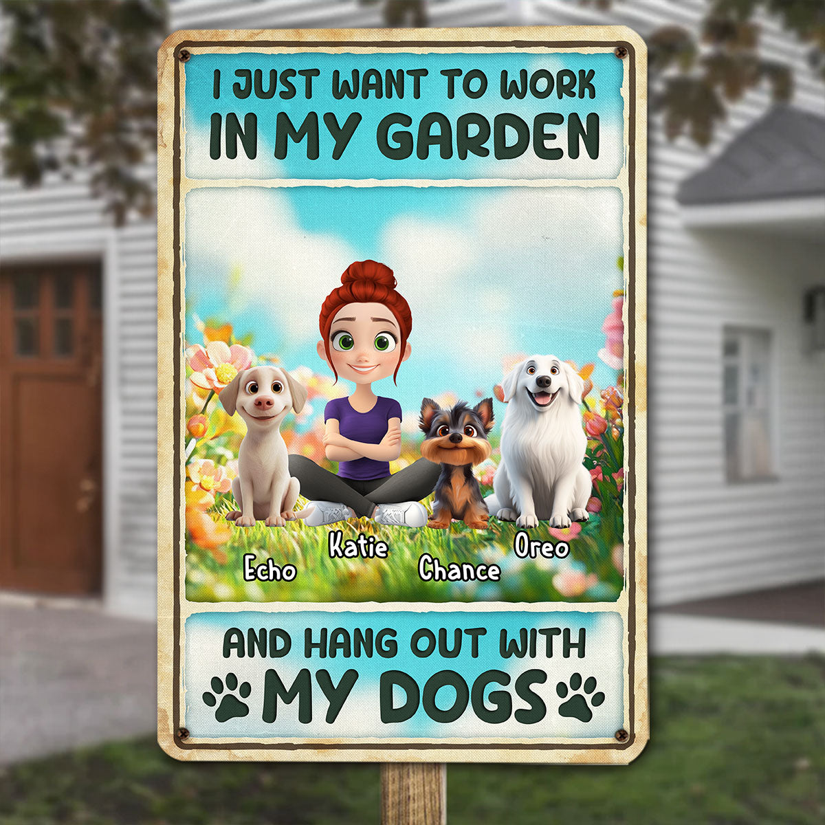 Personalized Custom Rusty Metal Sign - I Just Want To Hang Out With My Dogs