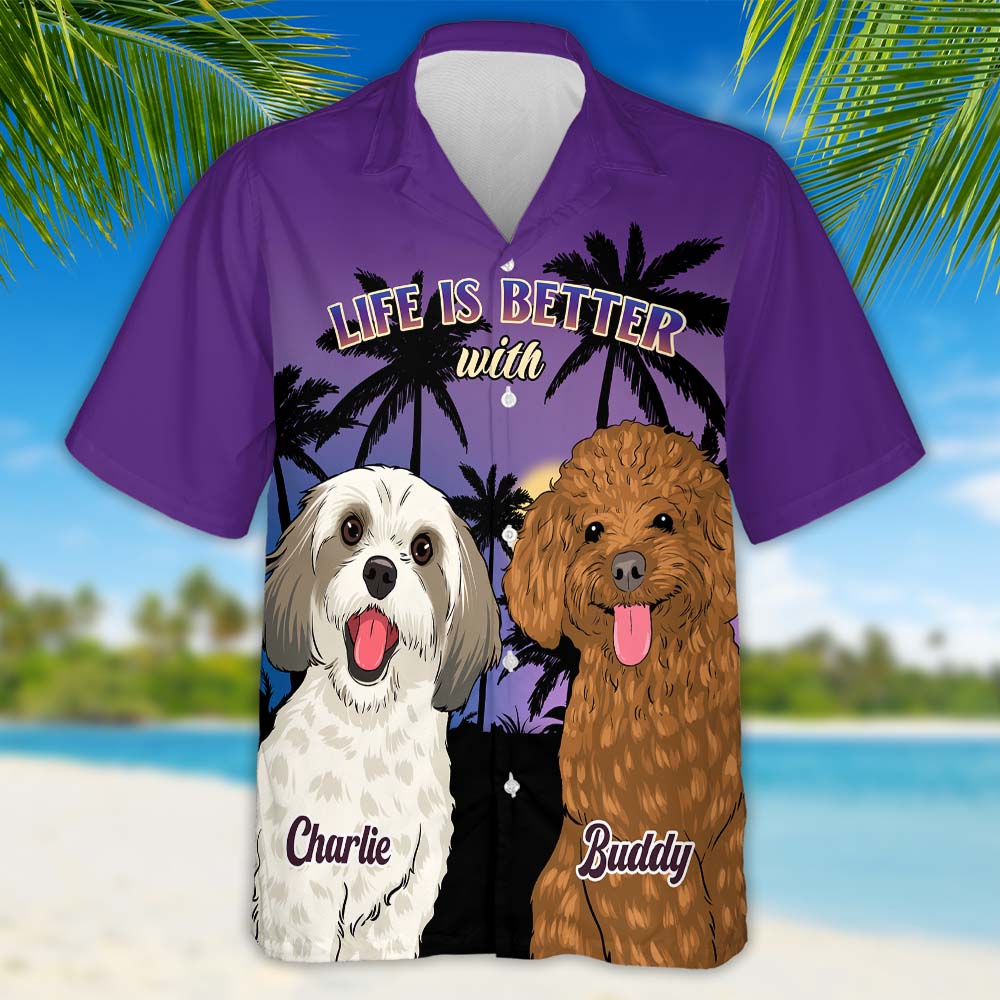 Better With Dog - Exclusive Personalized Custom Hawaiian Shirt for Pet Lovers