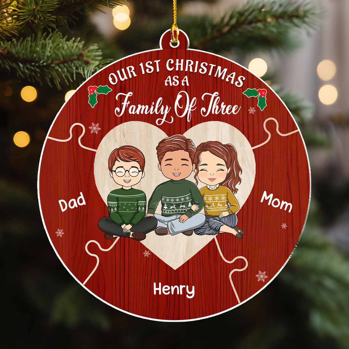 Together We Make A Family - Customizable Personalized Acrylic Christmas Ornament with 4' Diameter