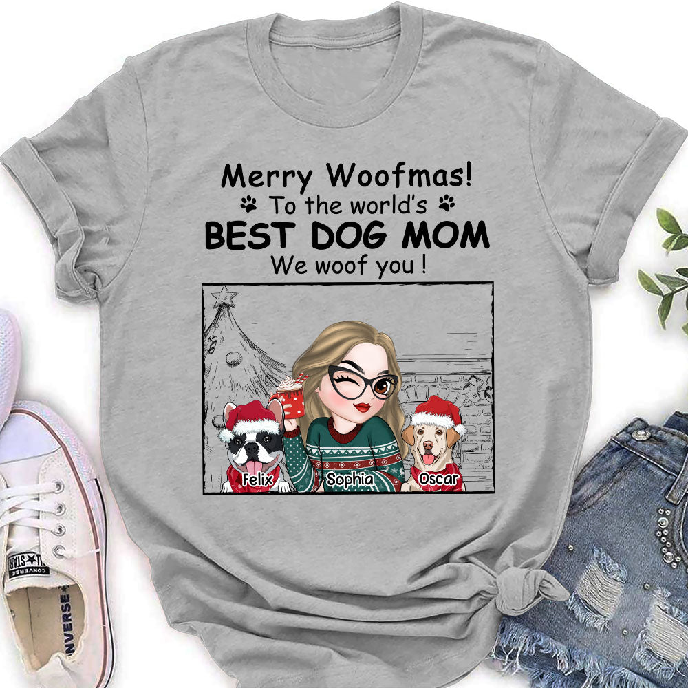 Best Dog Mom Christmas Gift - Personalized Custom Women's T-shirt for Pet Lovers