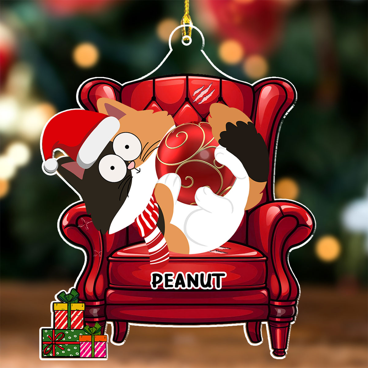 Funny Personalized Custom Christmas Cat Acrylic Ornament