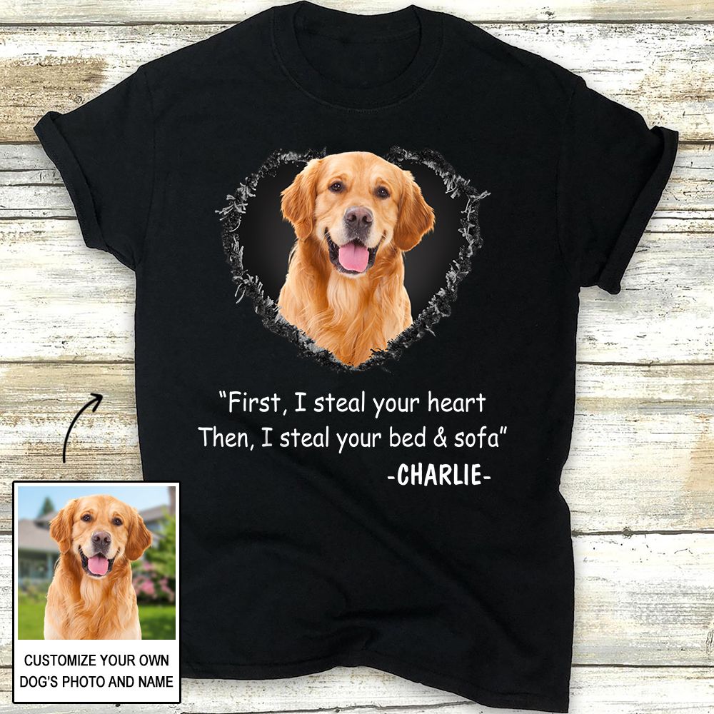 Steal Your Heart - Personalized Custom Dog Photo Women's T-shirt: The Perfect Gift for Dog Lovers