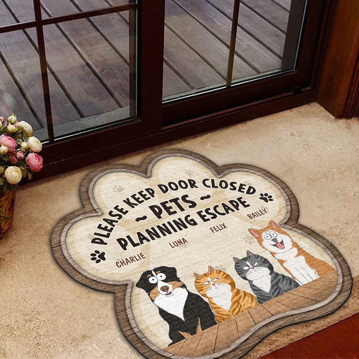 Personalized Custom Doormat - Pets Planning Escape: Ideal for Pet Lovers