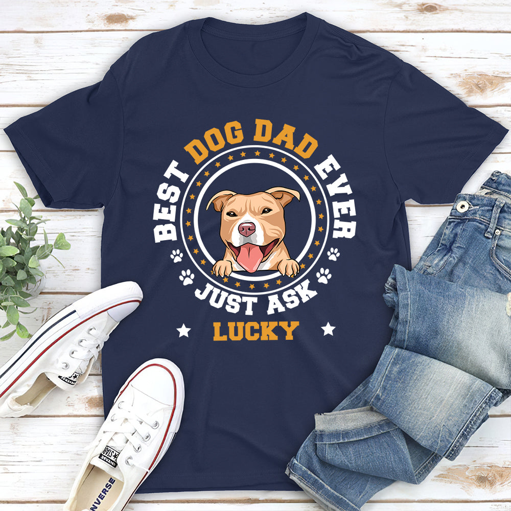Best Dog Dad Circle - Personalized Custom Unisex 5.3 oz T-shirt for Pet Lovers