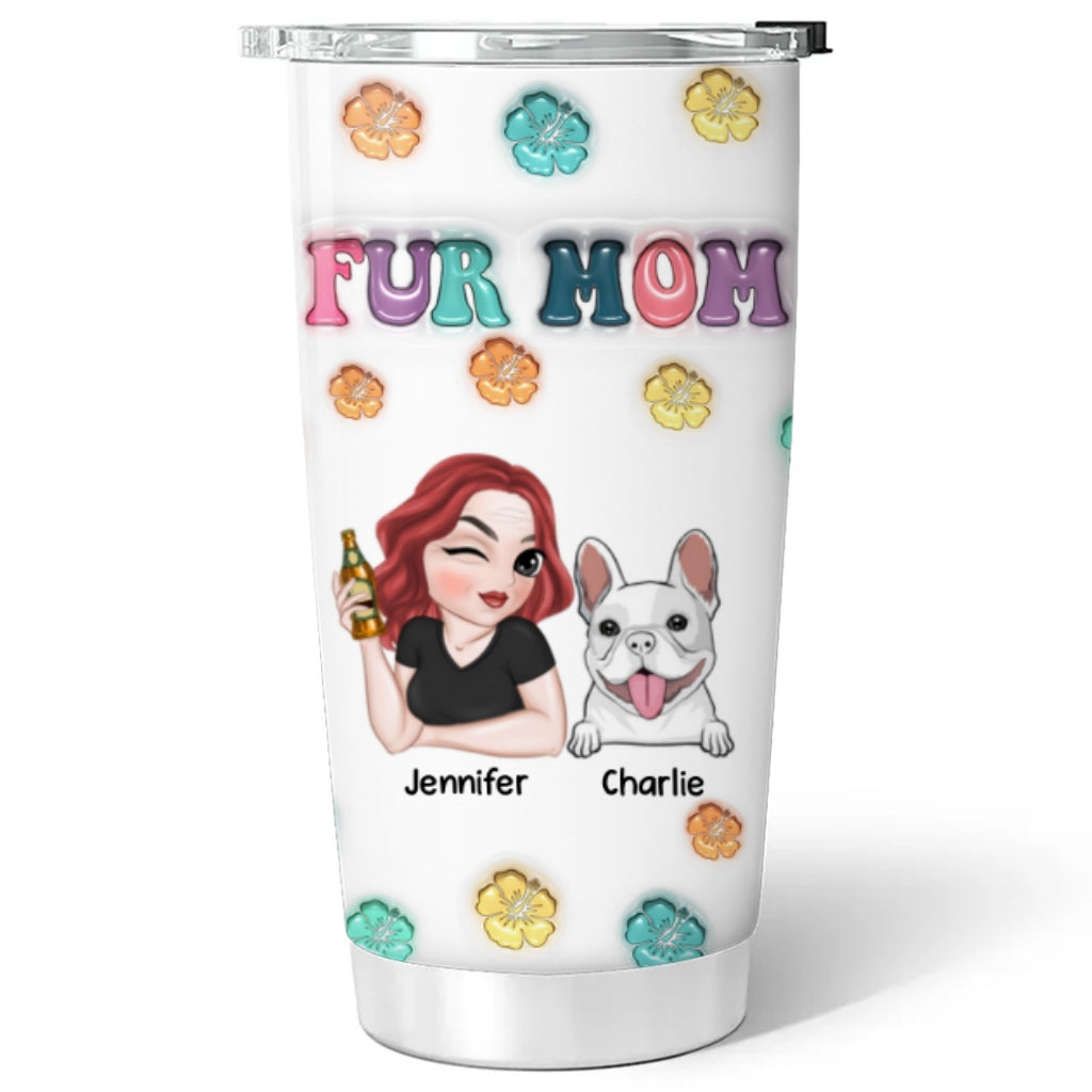 Fur Mom Summer - Unique Personalized Custom 3D Inflated Effect 20oz Stainless Steel Tumbler for All Occasions