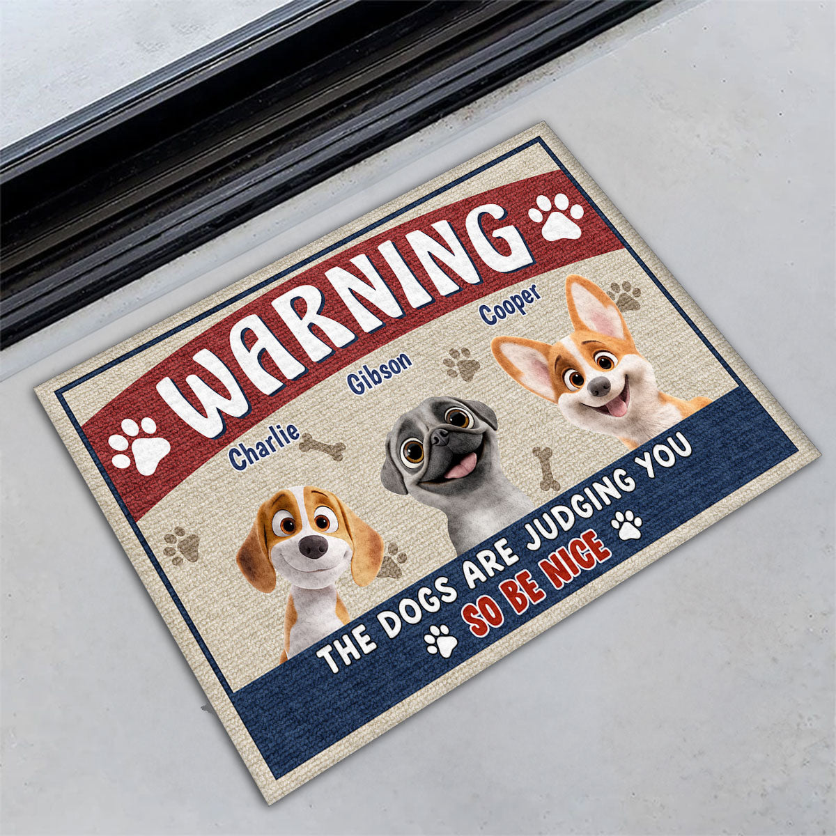 Personalized Custom 'Dogs Are Judging You Be Nice' Doormat for Pet Lovers