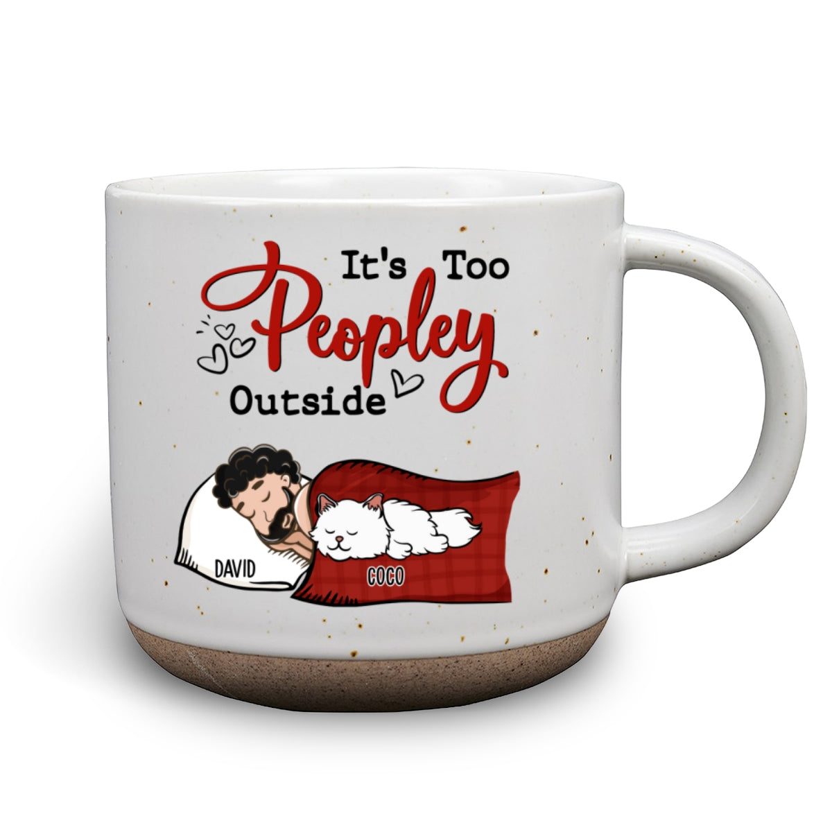Too Peopley - 11oz Personalized Custom Ceramic Pottery Mug in Dark Blue and White