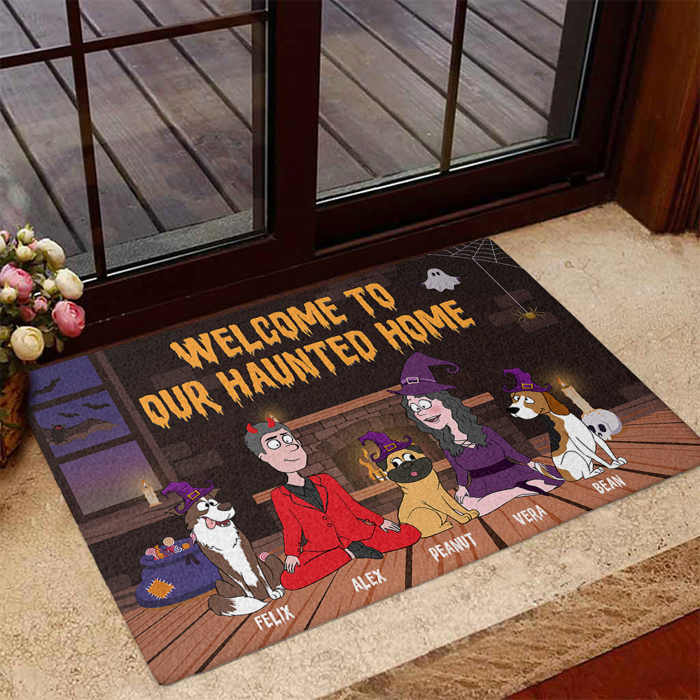 Customizable Halloween Family Personalized Doormat with Dog's Picture