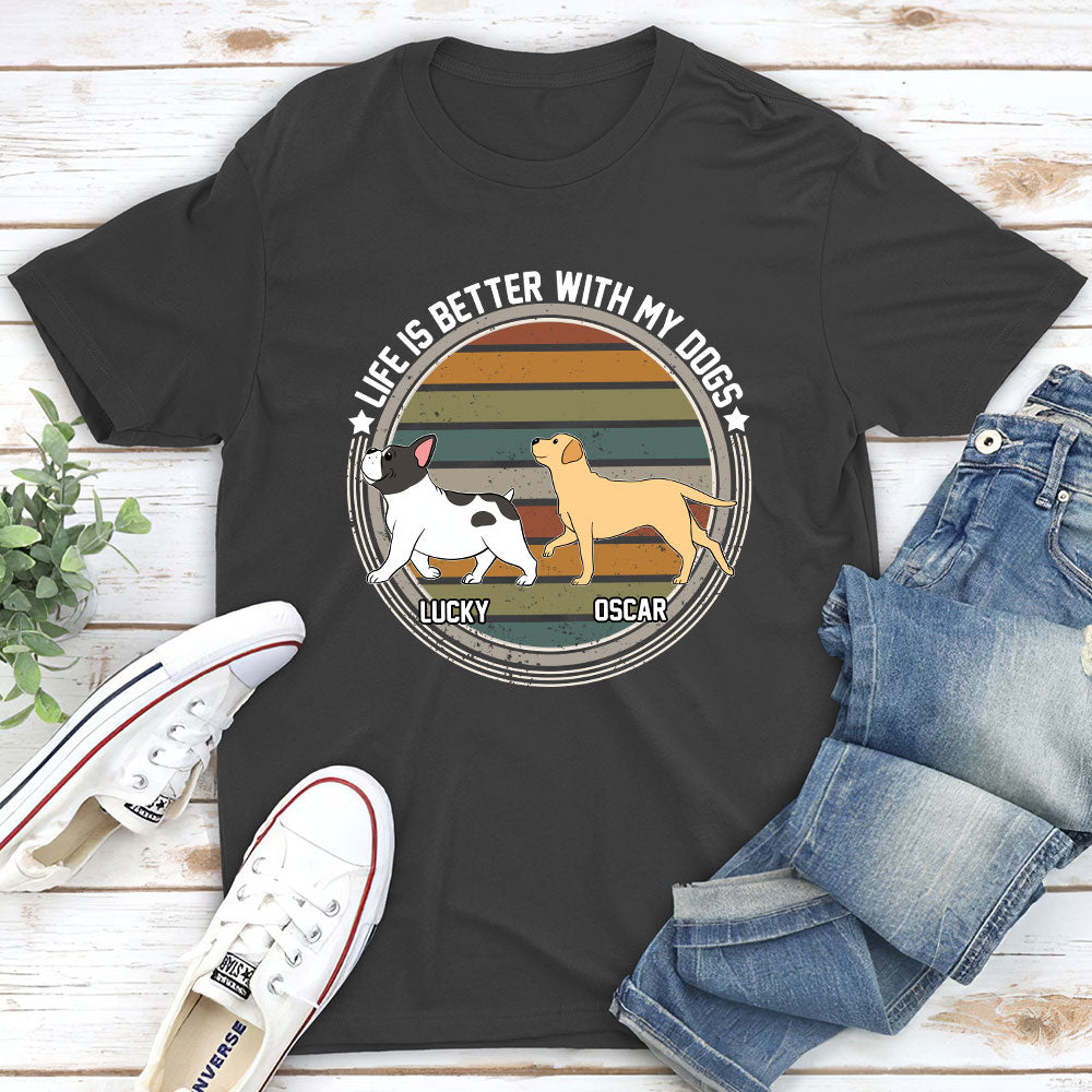 Better One With My Dog - Personalized Custom Unisex 5.3 oz T-shirt for Pet Lovers