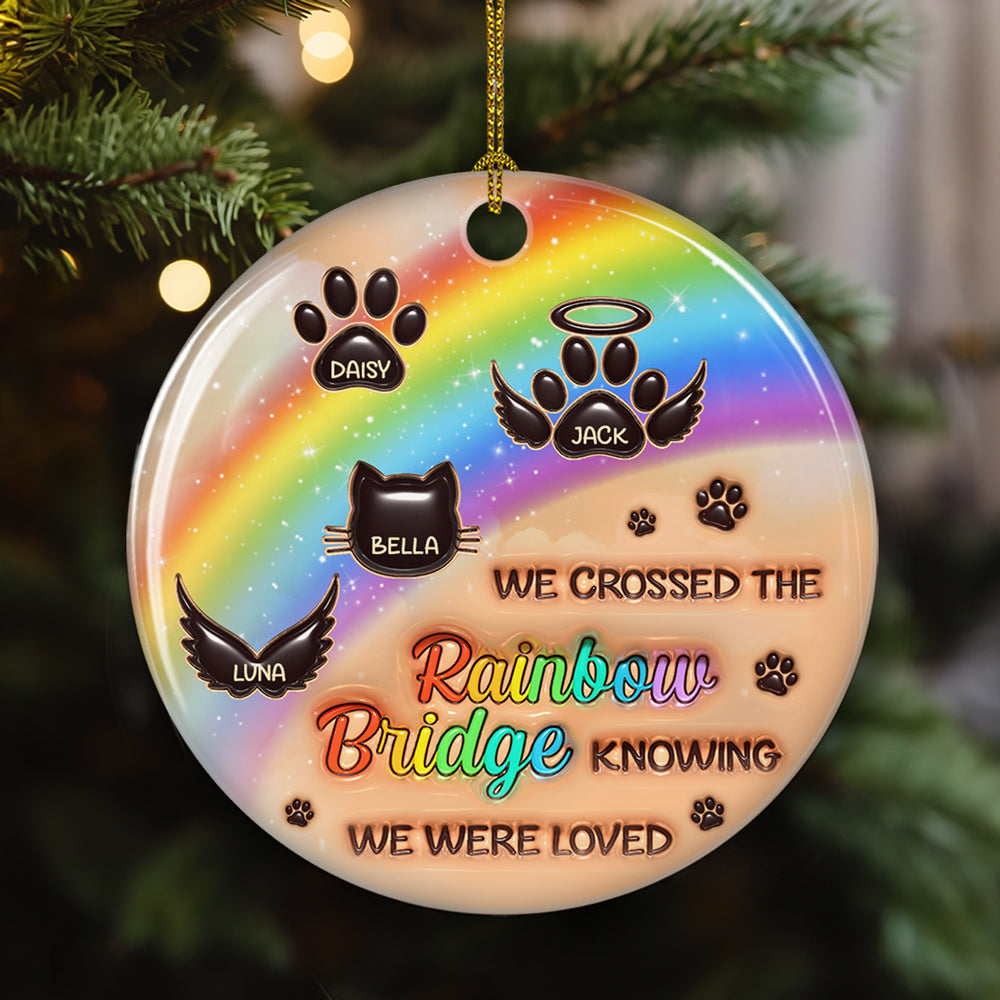 I Wish The Rainbow Bridge Had Visiting Hours - Stunning Personalized Custom 3D Inflated Effect Premium White Ceramic Christmas Ornament