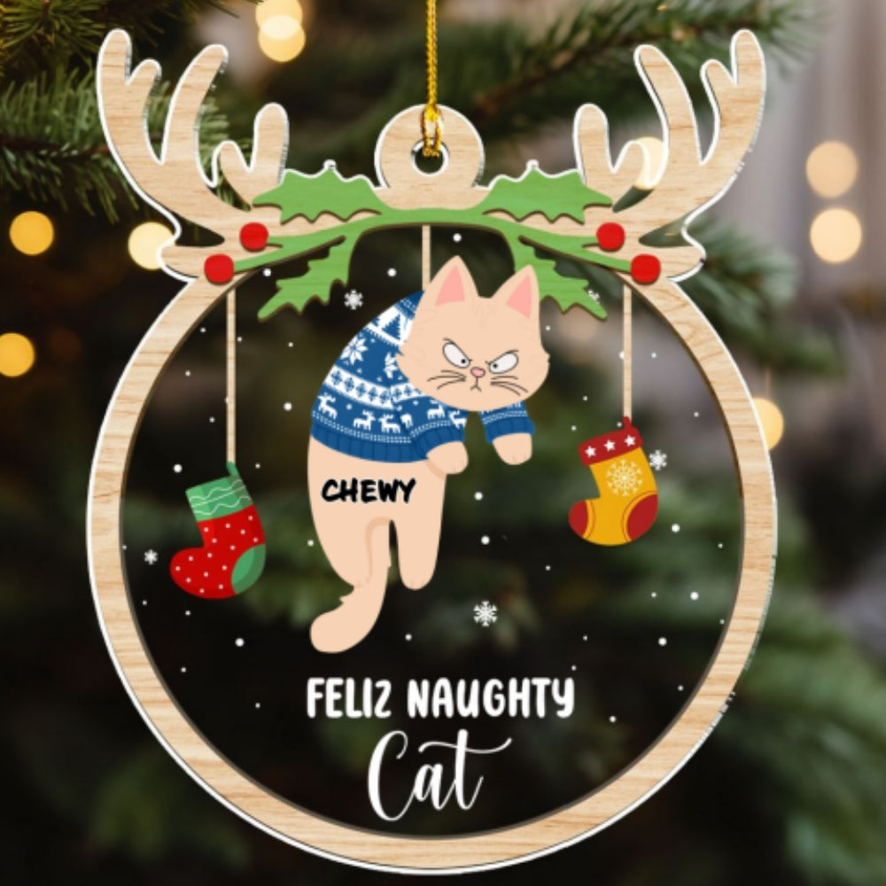 Jolly Cats - Unique Personalized Custom Acrylic Christmas Ornament with 4' Diameter