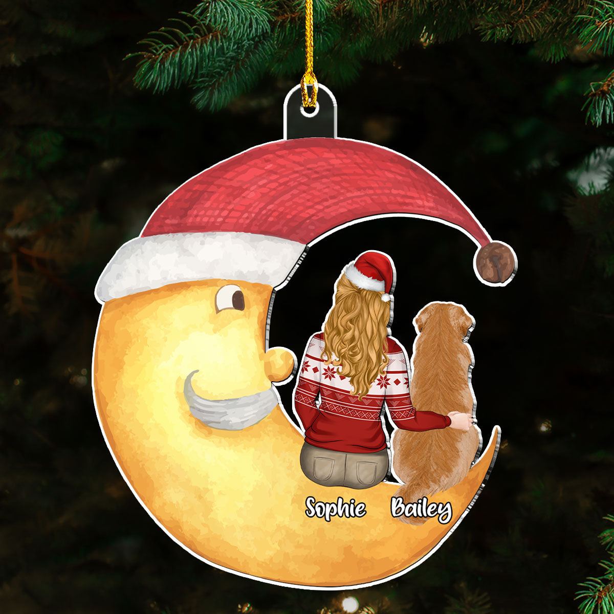 We Sitting On The Moon - Personalized Custom Acrylic Christmas Ornament (4' Diameter, 0.2' Thickness)
