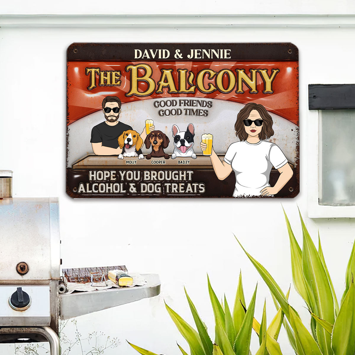 Customizable 3D Inflated Effect Metal Sign for Alcohol and Dog Treats - Personalized Decor