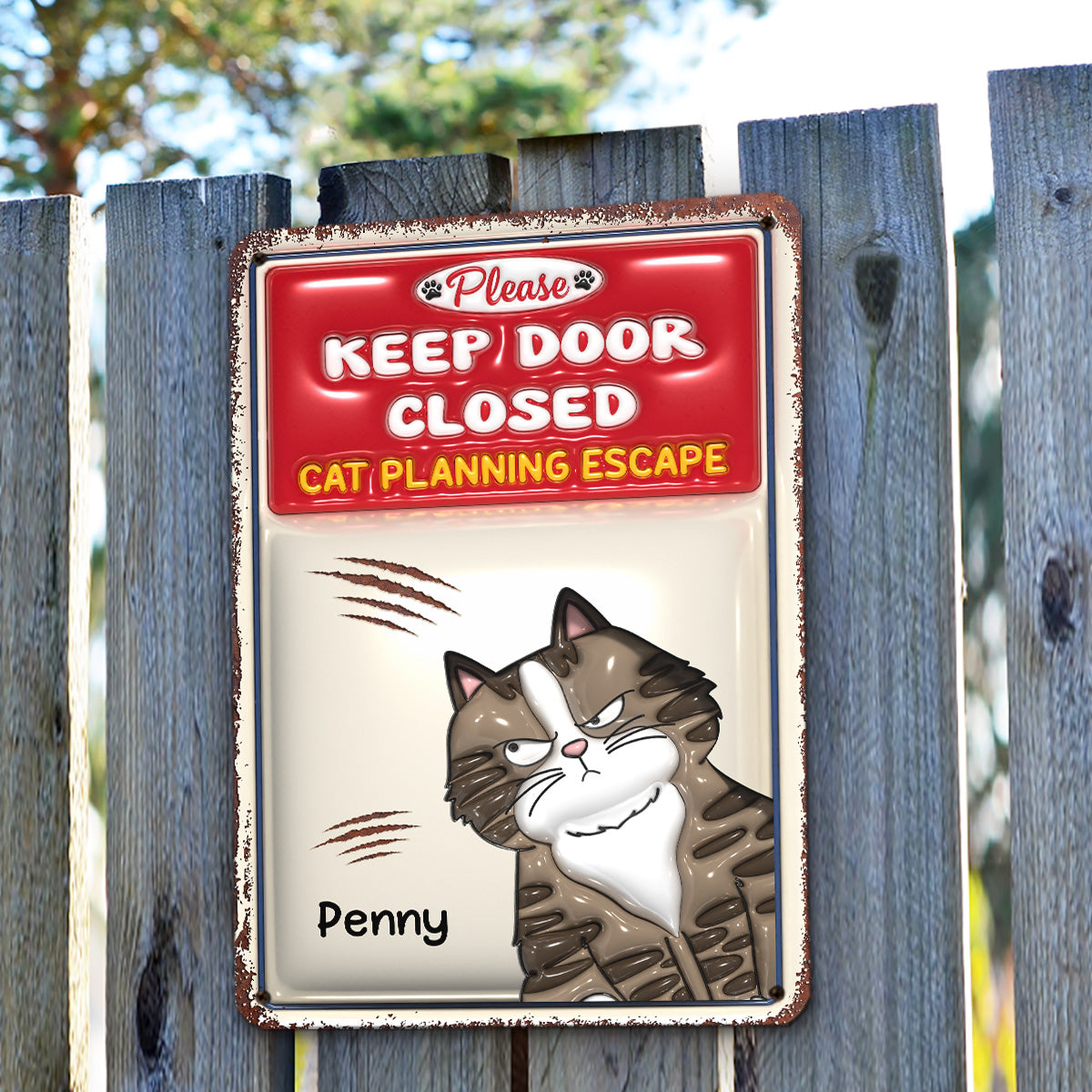 Cats Planning Escape 2 - Premium Personalized Custom 3D Inflated Effect Metal Sign for Home and Office Decor