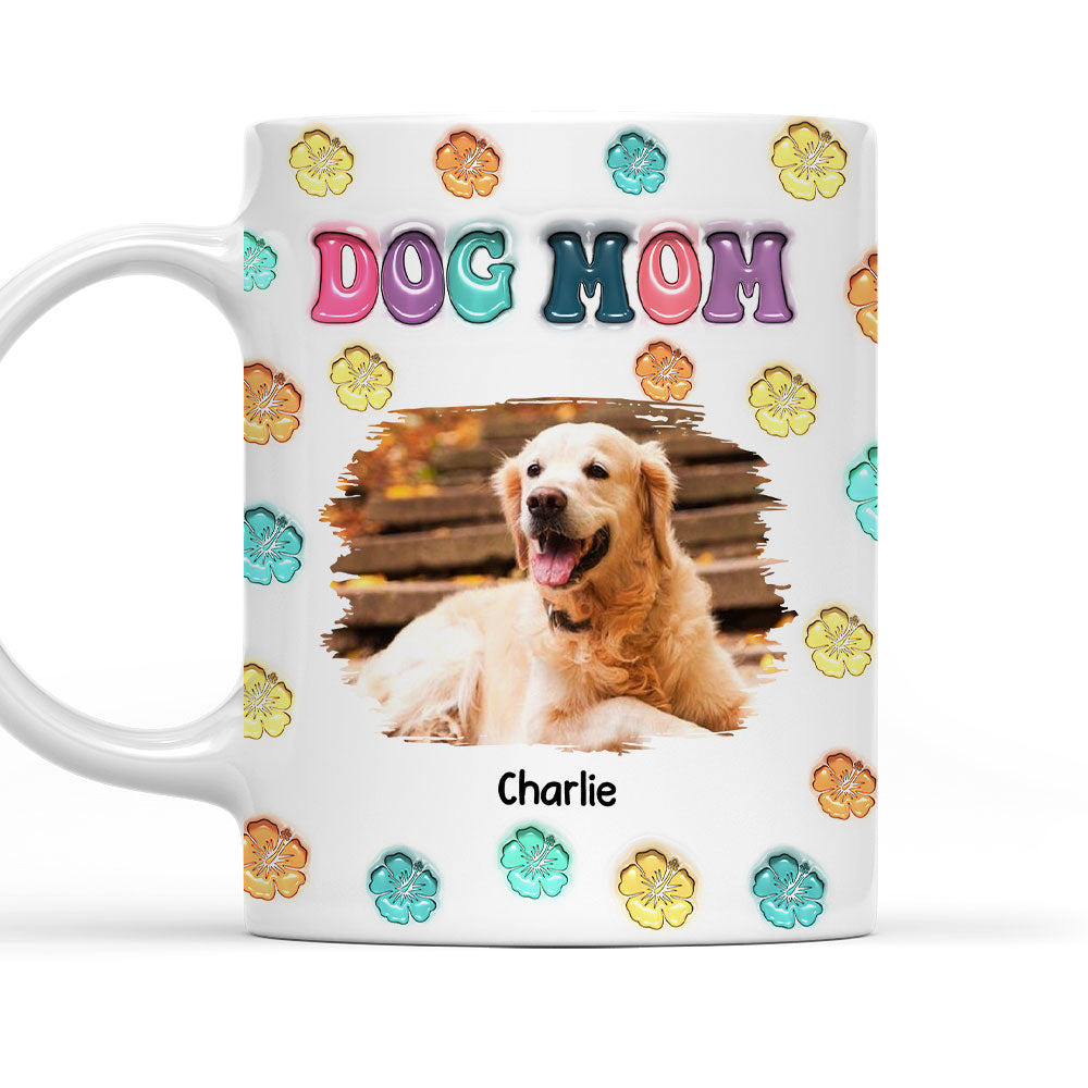 Customizable 3D Inflated Effect Dog Mom Summer Photo Personalized Mug - 11oz
