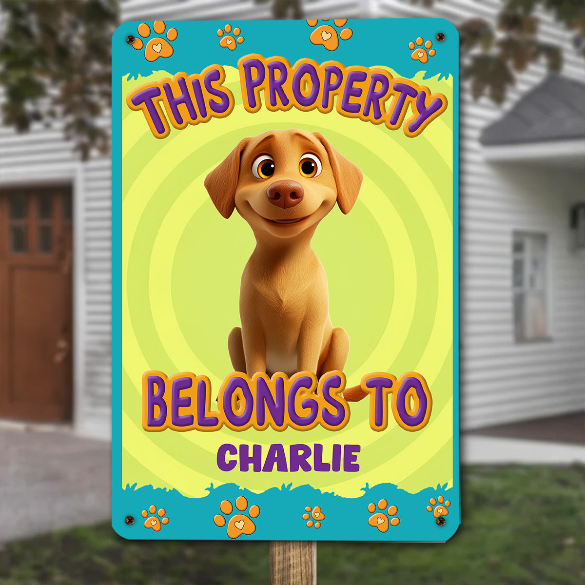 Unique Personalized Custom Metal Sign - This Human Belongs To Us Cartoon