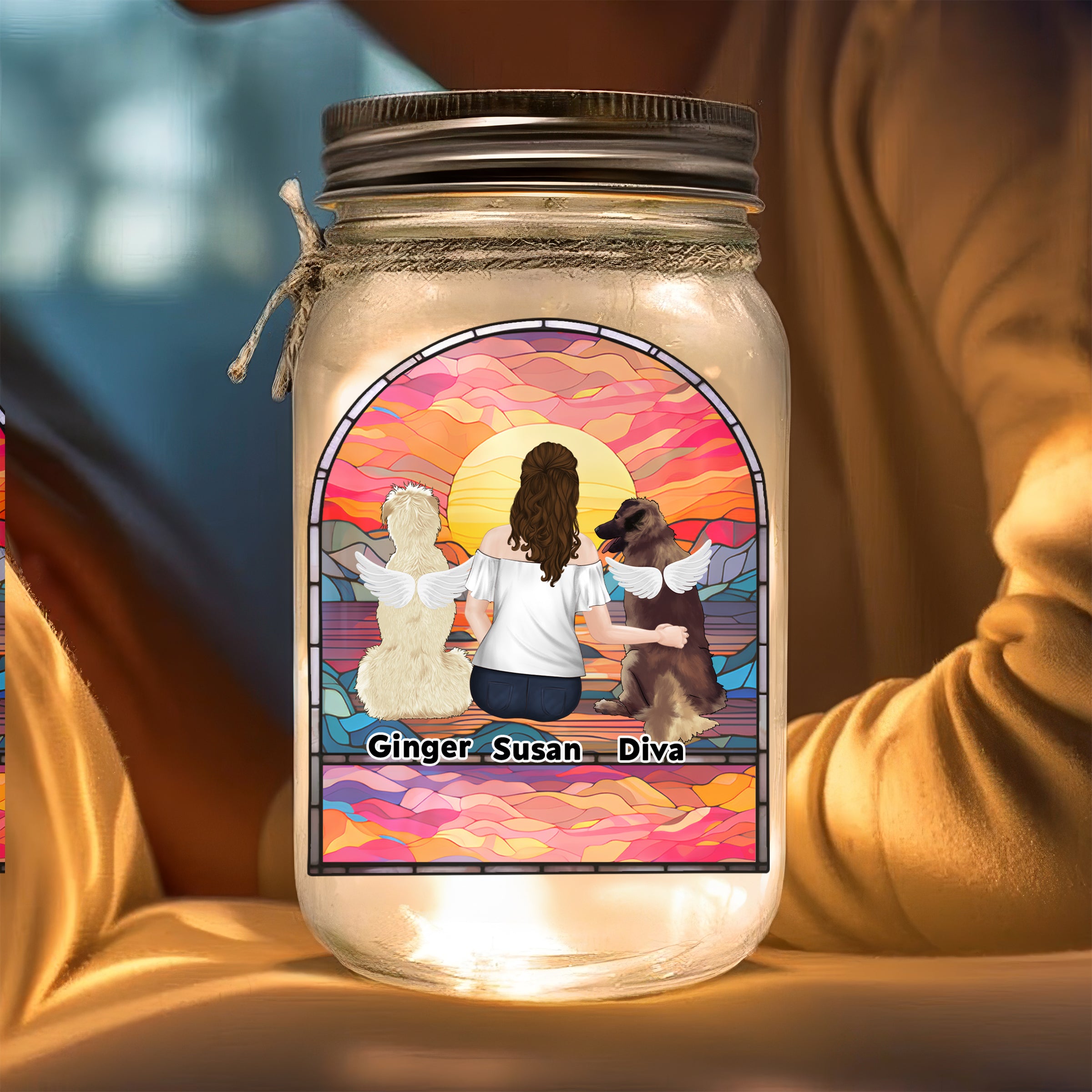 Your Wings Were Ready But My Heart Was Not - Personalized 16oz Custom Mason Jar Light with Warm Starlight Effect