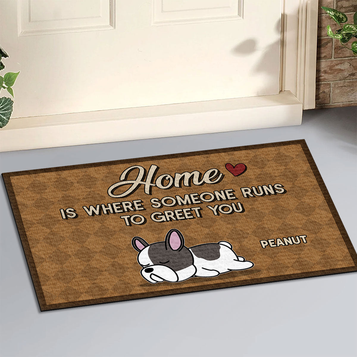 Home Is Where Someone Runs - Personalized Custom Pet Lover Doormat with Cat or Dog Picture