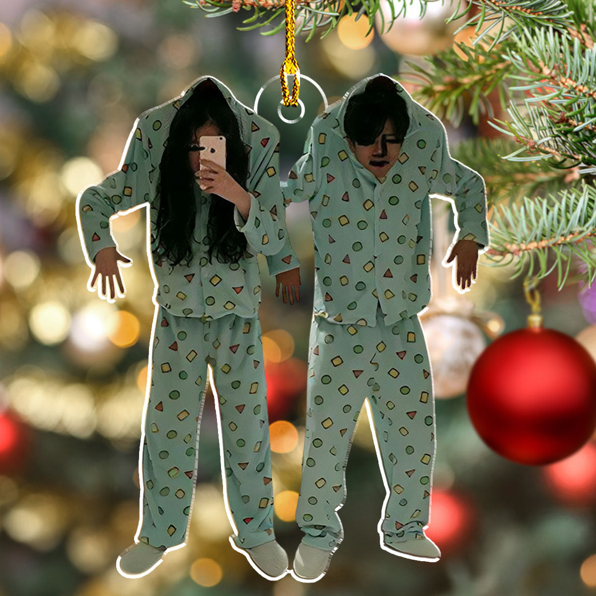 Funny Couple Moment - Personalized Custom 4' Diameter 0.2' Thickness Acrylic Christmas Ornament