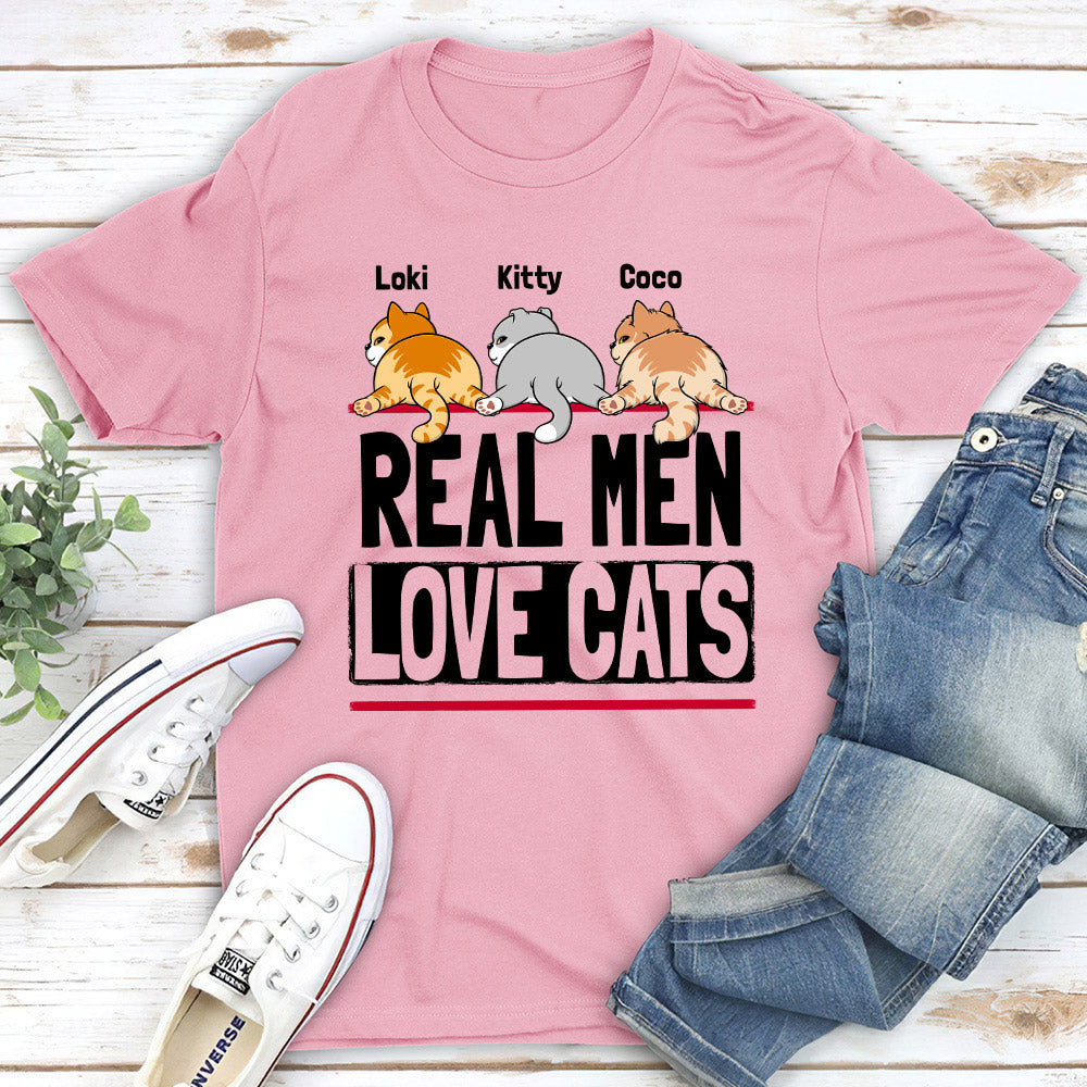 Real Man Love Cats - Customizable Unisex 5.3 oz Personalized T-shirt for Pet Lovers