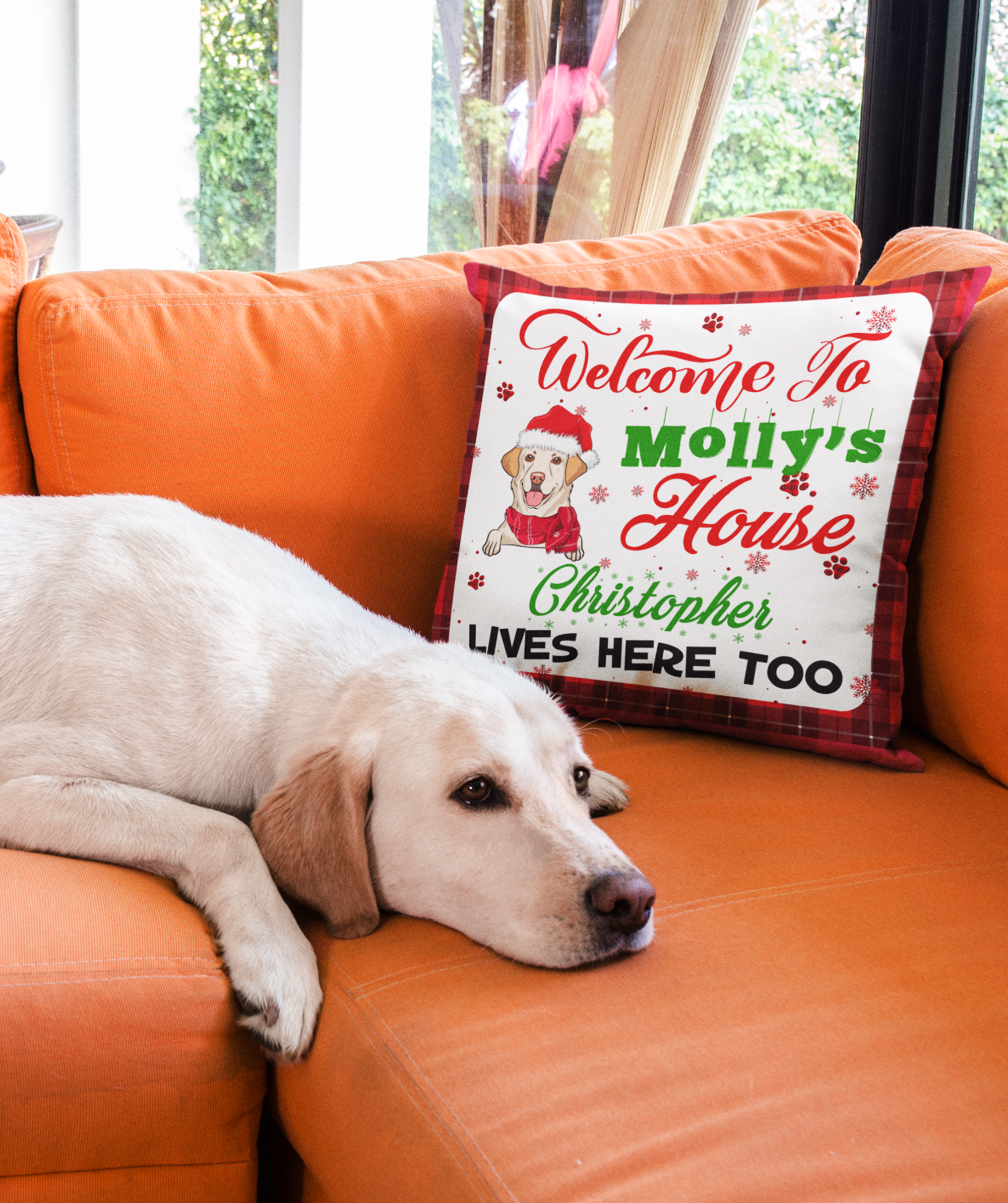 Welcome To My House - Personalized Custom Christmas Throw Pillow in 12' x 12' and 18' x 18' Sizes for Home Decor