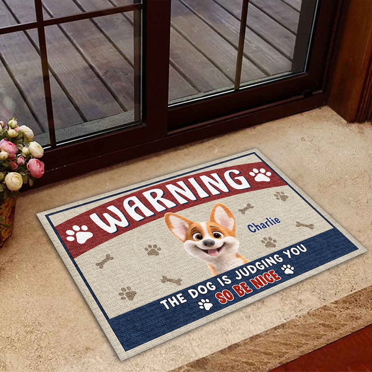 Personalized Custom 'Dogs Are Judging You Be Nice' Doormat for Pet Lovers