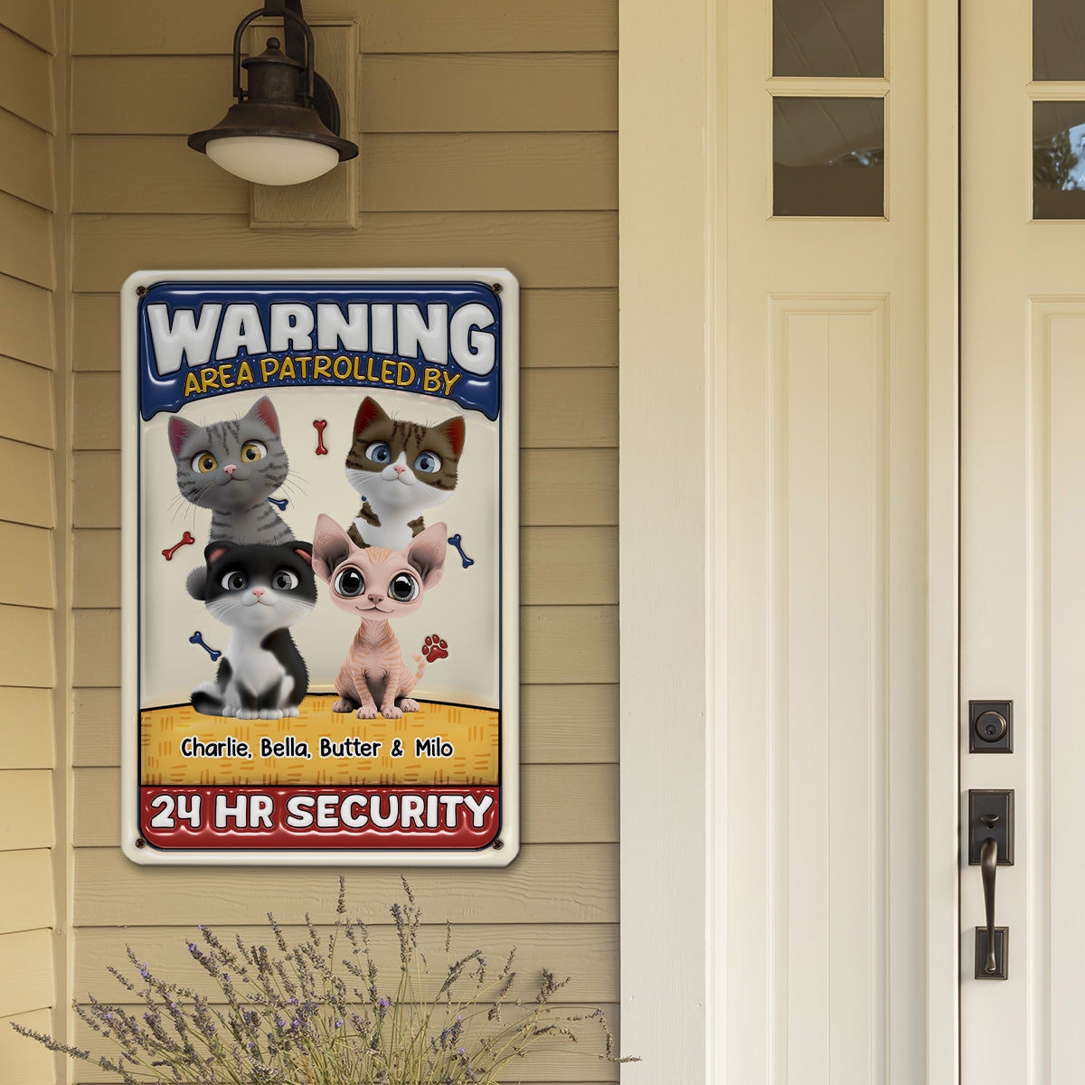 Personalized Custom 3D Inflated Effect Metal Sign - Area Patrolled By Cats