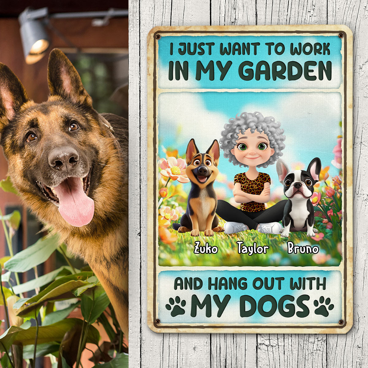 Personalized Custom Rusty Metal Sign - I Just Want To Hang Out With My Dogs
