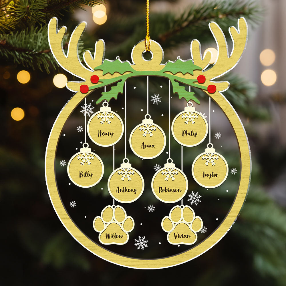 Unique Red Paw Charm - Personalized Custom Acrylic Christmas Ornament