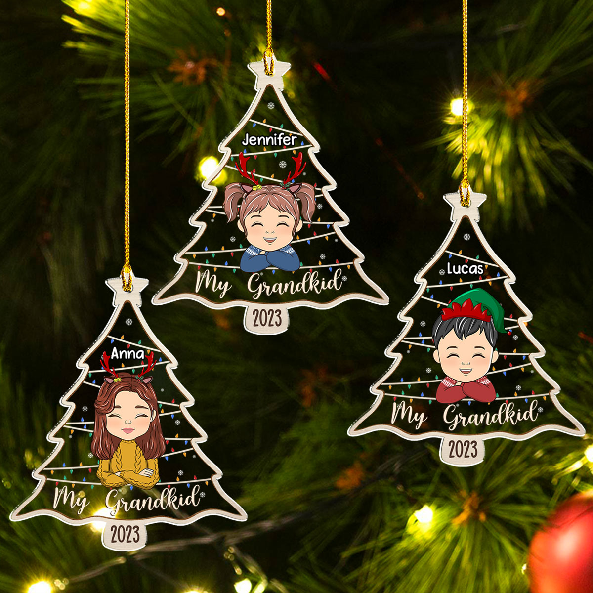 2023 Personalized Custom Grandkids Acrylic Christmas Ornament