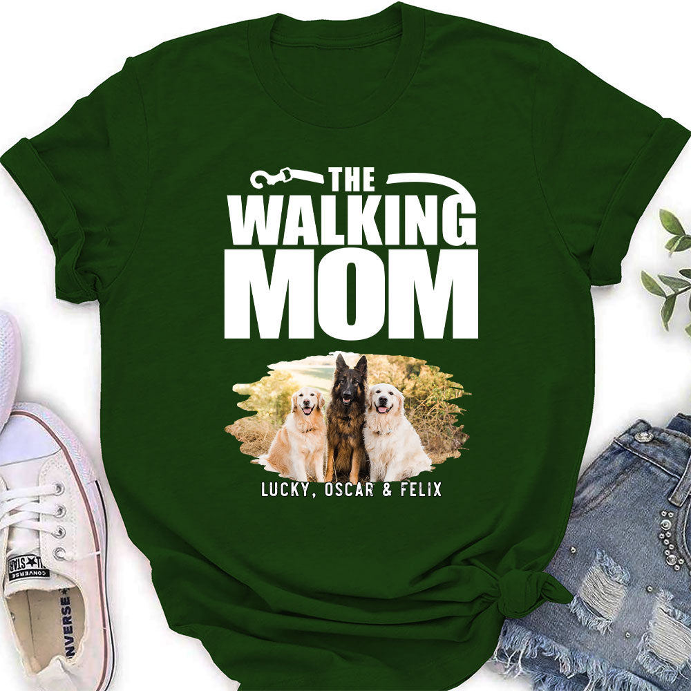 Walking Mom Photo - Personalized Custom Women's Heavy Cotton T-shirt with Feminine Pattern