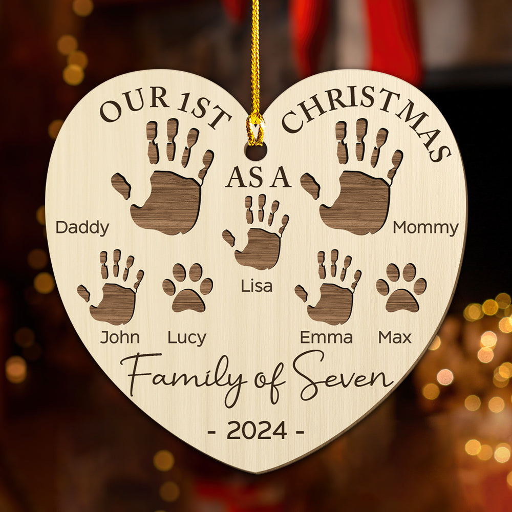 Happy 1st Christmas As A Family - Exquisite Personalized Custom Wood Christmas Ornament
