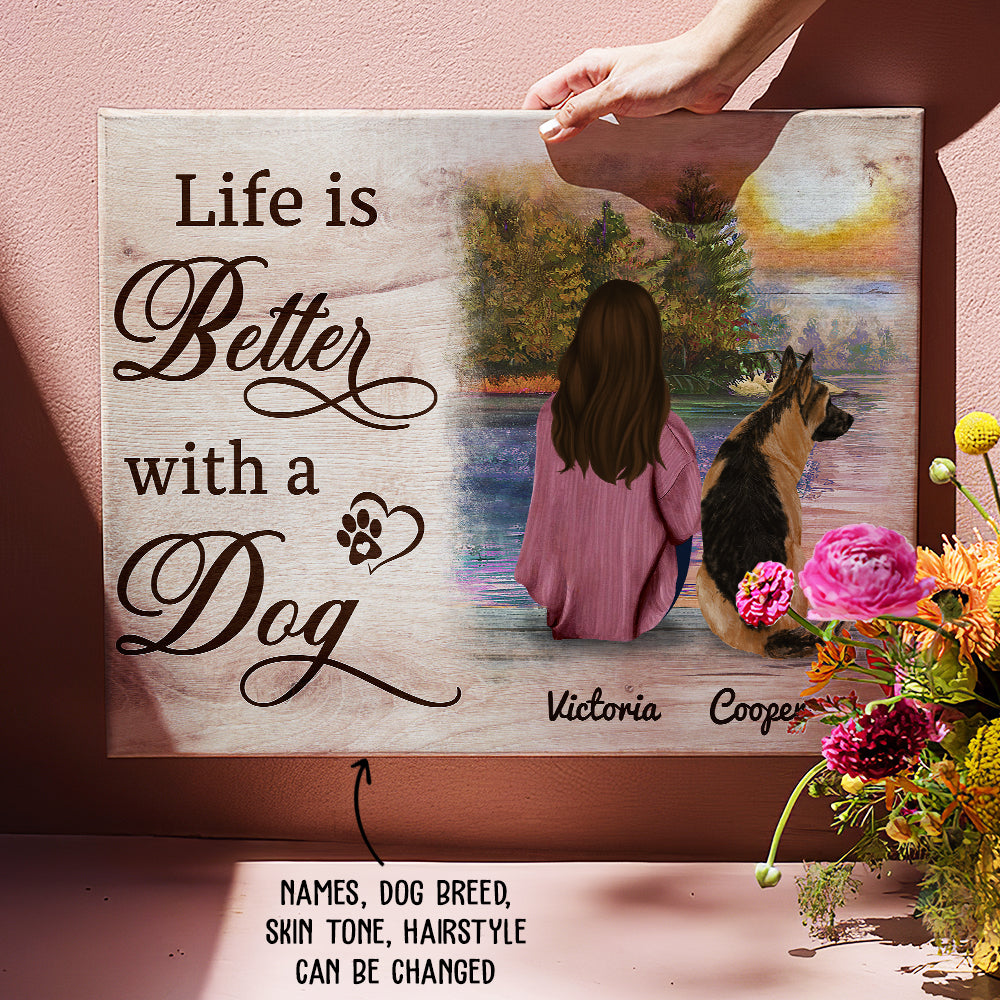 Life Is Better With Dog - Exclusive Personalized Custom Canvas for Pet Lovers