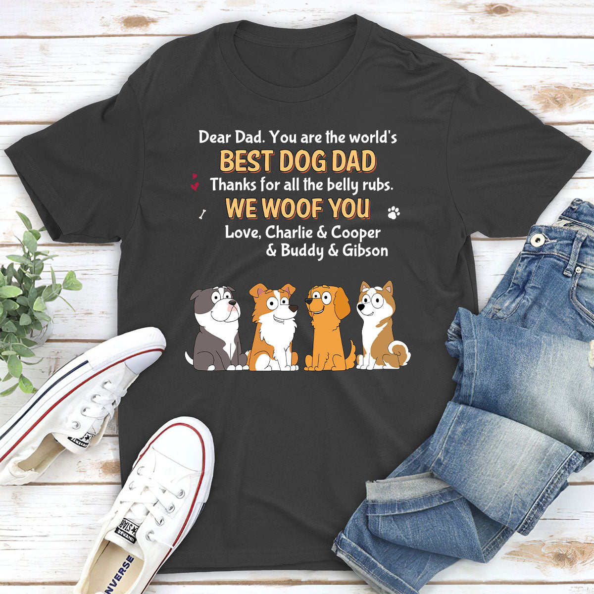 For All The Belly Rubs - Personalized Custom Unisex 5.3 oz T-Shirt for Pet Lovers