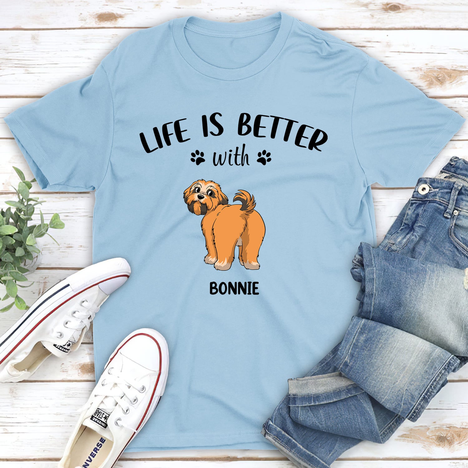 Life Is Better With Dog Butt - Personalized Custom Unisex 5.3 oz T-shirt for Pet Lovers