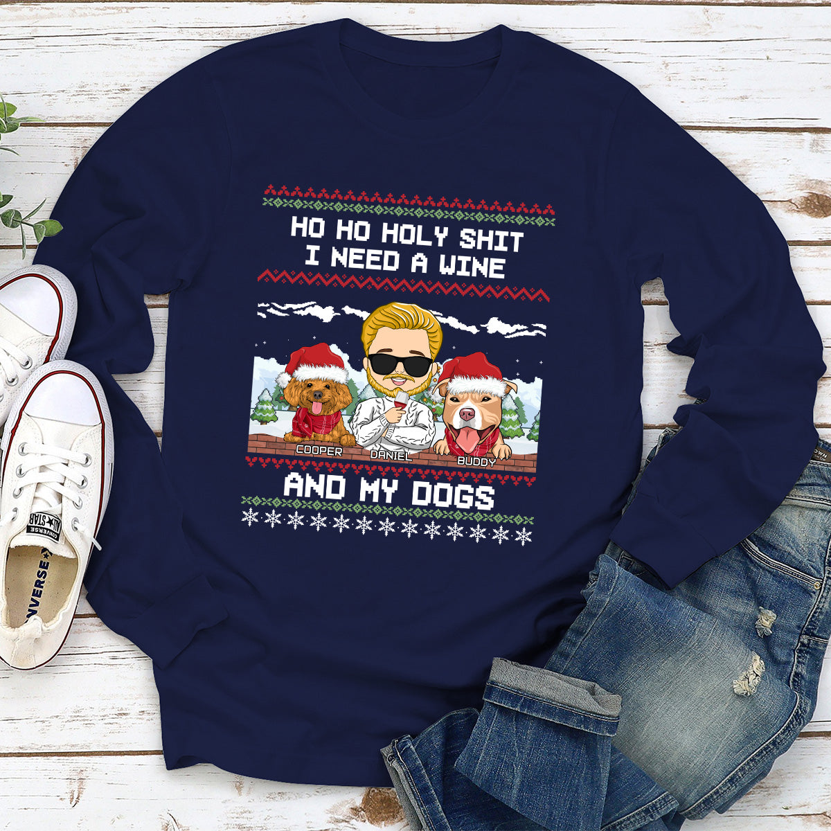 Ho Ho Holy Christmas - Exclusive Personalized Custom Long Sleeve T-shirt for Pet Lovers