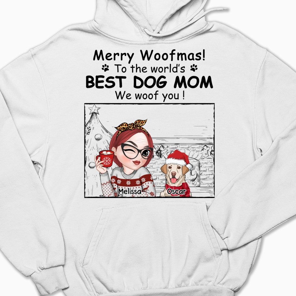 Best Dog Mom Christmas - Customizable Personalized Unisex 8.0 oz Christmas Hoodie for Pet Lovers