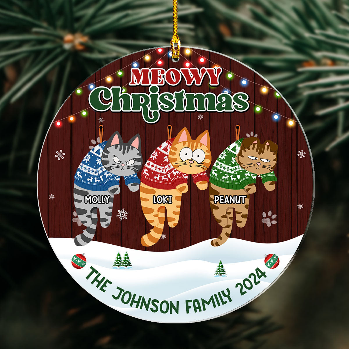 Meowy Christmas 2024 - Exquisitely Personalized Custom Acrylic Ornament for Unforgettable Memories