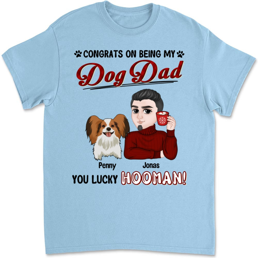 Lucky Dog Dad & Mom - Personalized Custom Unisex 5.3 oz T-shirt