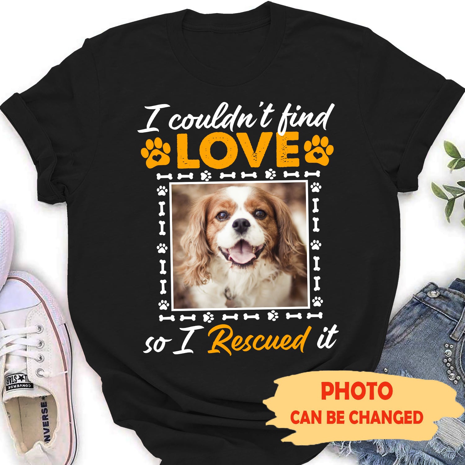 Rescue Love - Unique Personalized Custom Photo Women's T-shirt for Dog Lovers