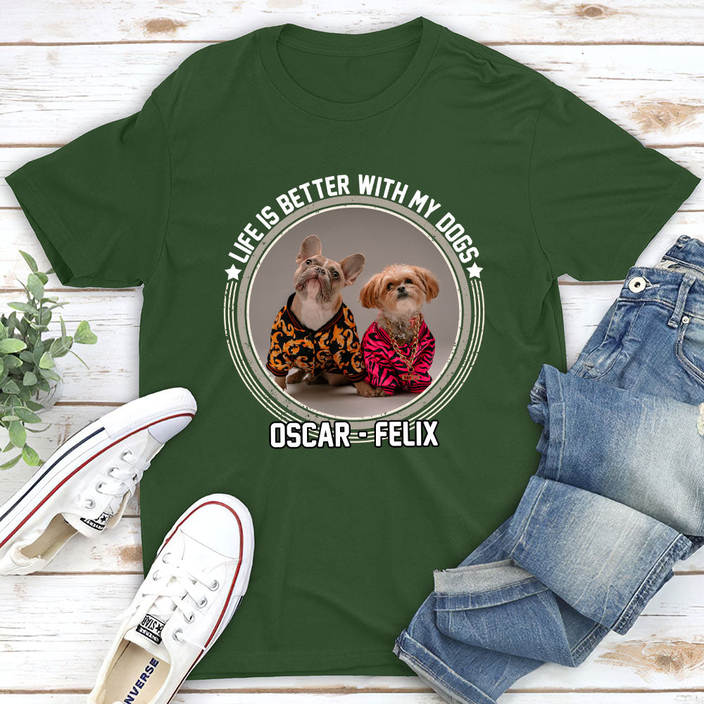 Better One With My Dog - Personalized Custom Unisex 5.3 oz T-shirt for Pet Lovers