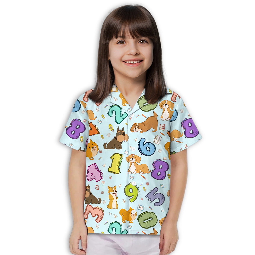 Back To School - Adorable Kids Button - up Shirt with Cute Pet Prints