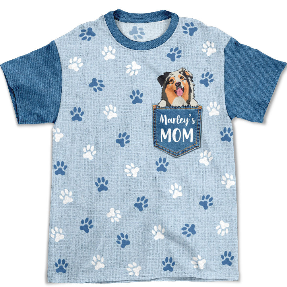 Pocket Dog Mom - Personalized Custom All-over-print Comfortable Polyester Blend T-shirt