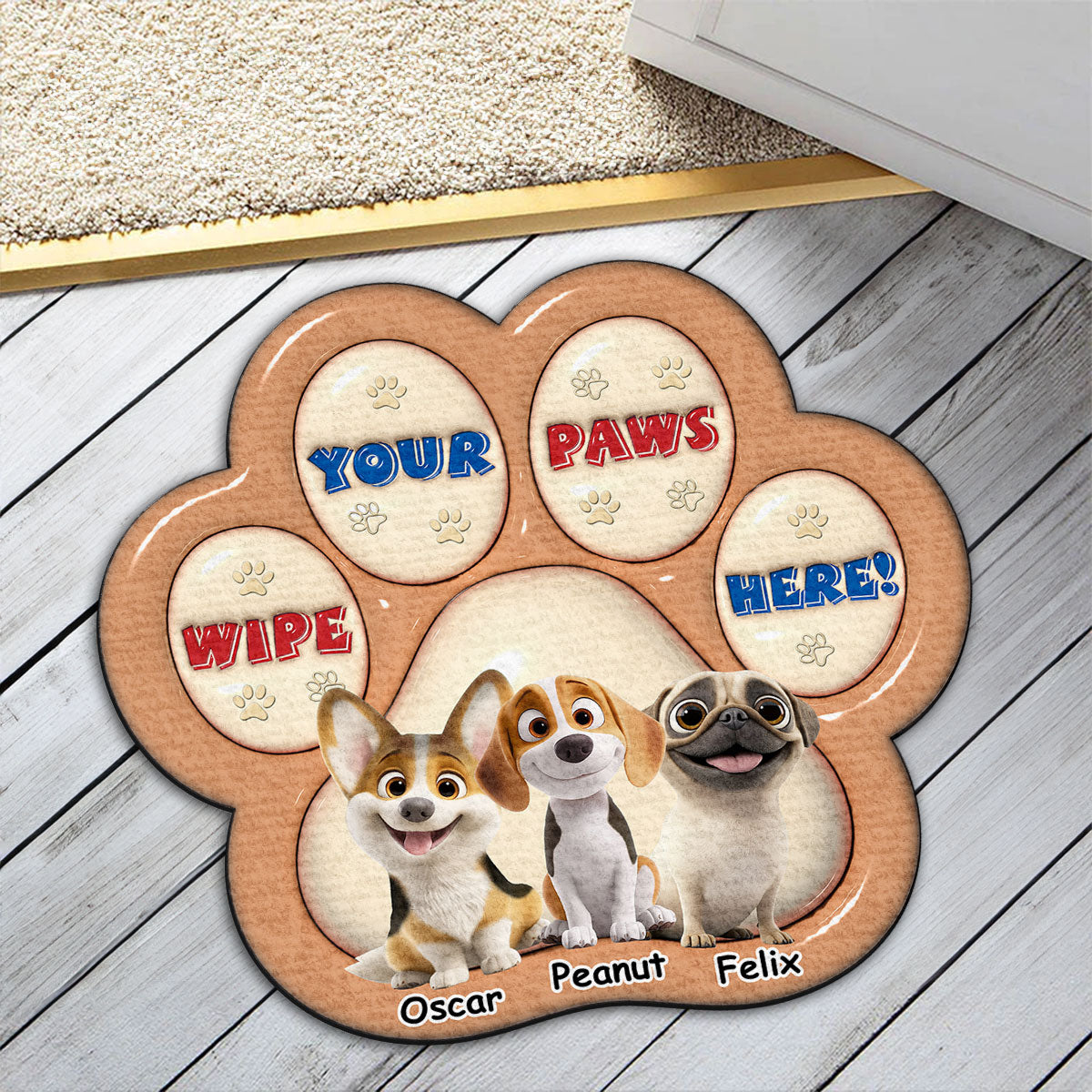 Personalized Custom 3D Inflated Effect Doormat - Wipe Your Paws Here, Human! Ideal for Pet Lovers