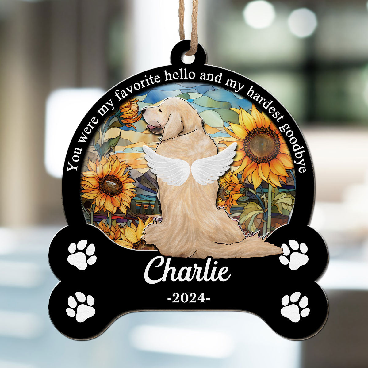 You Were My Favorite Hello - Personalized Custom Suncatcher in 3 Sizes (3.54 inches, 4 inches, 5 inches)