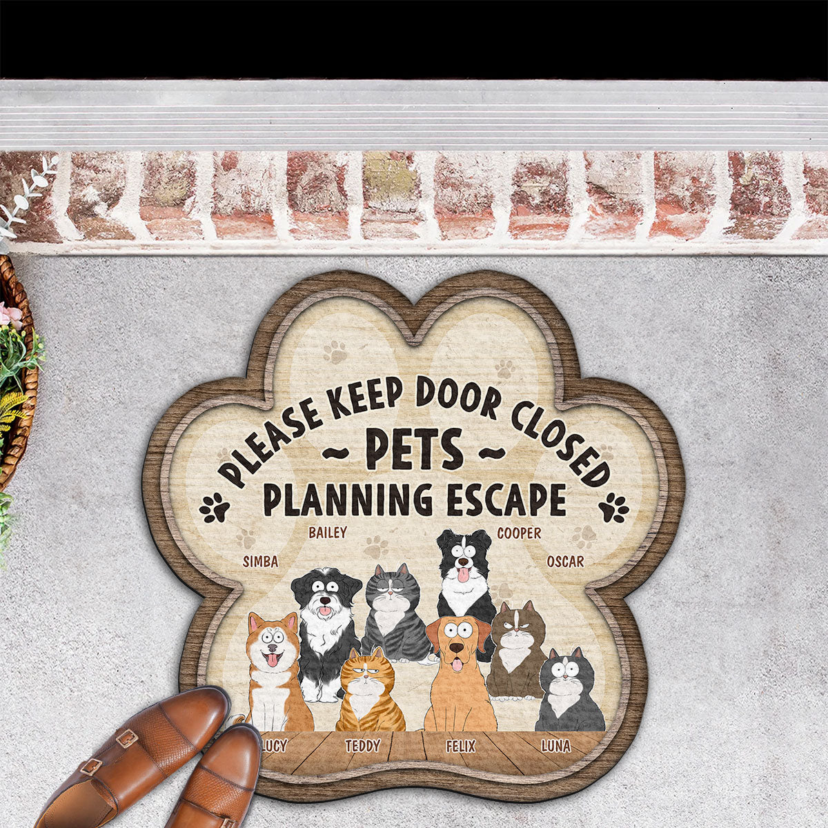 Personalized Custom Doormat - Pets Planning Escape: Ideal for Pet Lovers