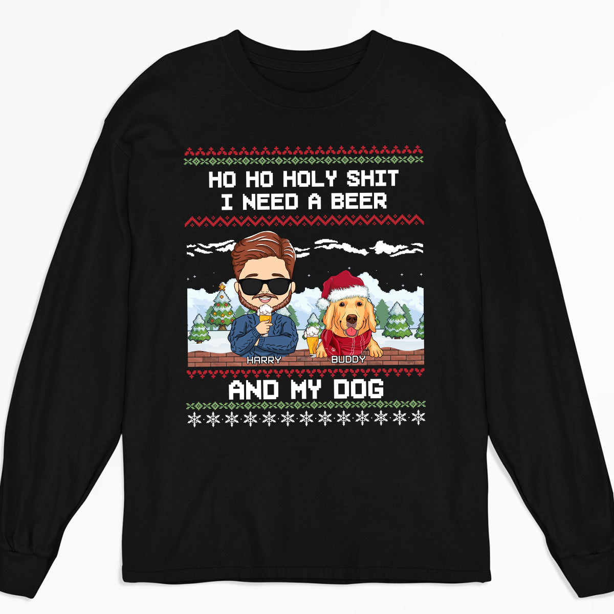Ho Ho Holy Christmas - Exclusive Personalized Custom Long Sleeve T-shirt for Pet Lovers