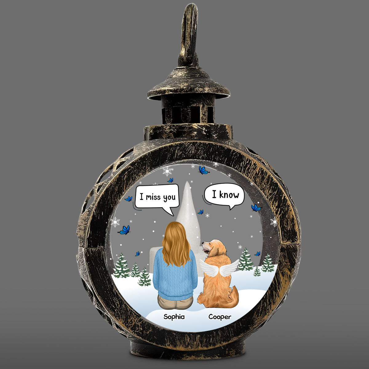 Heartfelt 'I Miss You So Much' - Customizable Personalized Christmas Lantern for Unforgettable Holidays