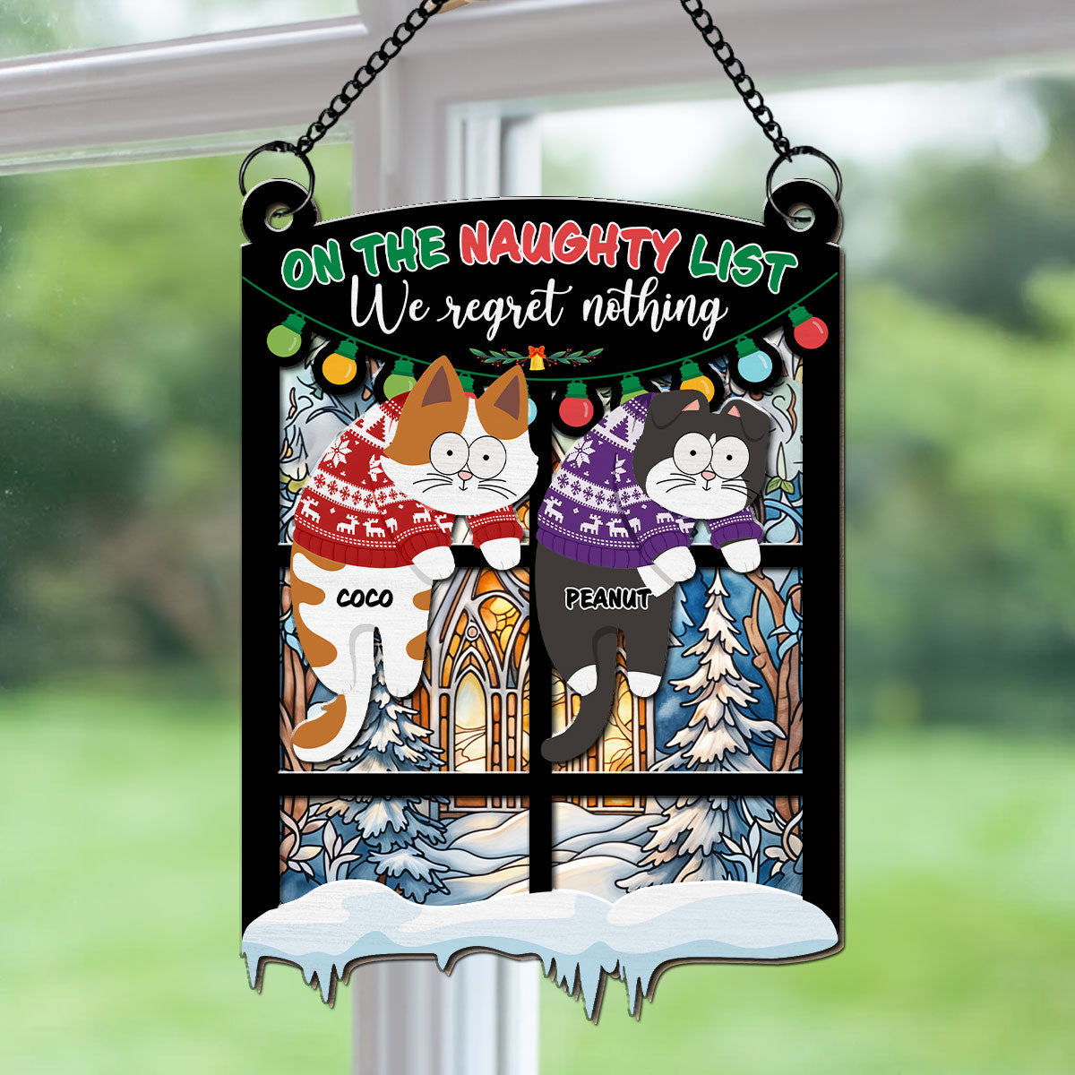 Personalized Custom 'Going On Santa's Naughty List' Suncatcher - 6 & 8 Inches